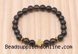 CGB8943 8mm, 10mm smoky quartz, cross & rondelle hematite beaded bracelets