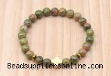 CGB8947 8mm, 10mm unakite, cross & rondelle hematite beaded bracelets