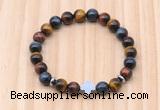 CGB8948 8mm, 10mm colorful tiger eye, cross & rondelle hematite beaded bracelets