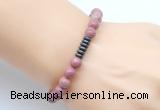 CGB8956 8mm, 10mm pink wooden jasper & rondelle hematite beaded bracelets