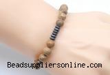 CGB8960 8mm, 10mm picture jasper & rondelle hematite beaded bracelets