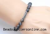 CGB8968 8mm, 10mm grey opal & rondelle hematite beaded bracelets