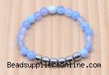 CGB8981 8mm, 10mm blue agate & drum hematite beaded bracelets