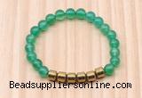 CGB8982 8mm, 10mm green agate & drum hematite beaded bracelets