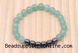 CGB8983 8mm, 10mm green aventurine & drum hematite beaded bracelets