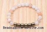 CGB8984 8mm, 10mm pink aventurine & drum hematite beaded bracelets