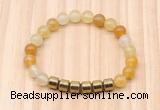 CGB8985 8mm, 10mm yellow aventurine & drum hematite beaded bracelets