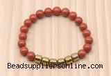 CGB8987 8mm, 10mm red jasper & drum hematite beaded bracelets