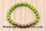 CGB8993 8mm, 10mm green sea sediment jasper & drum hematite beaded bracelets