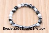 CGB8994 8mm, 10mm black & white jasper & drum hematite beaded bracelets