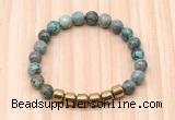 CGB8997 8mm, 10mm African turquoise & drum hematite beaded bracelets