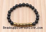 CGB9001 8mm, 10mm golden obsidian & drum hematite beaded bracelets