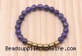 CGB9004 8mm, 10mm amethyst & drum hematite beaded bracelets