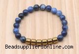 CGB9005 8mm, 10mm sodalite & drum hematite beaded bracelets