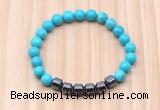 CGB9006 8mm, 10mm turquoise & drum hematite beaded bracelets