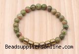 CGB9007 8mm, 10mm unakite & drum hematite beaded bracelets