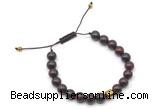 CGB9028 8mm, 10mm brecciated jasper & drum hematite adjustable bracelets