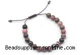 CGB9036 8mm, 10mm rhodonite & drum hematite adjustable bracelets