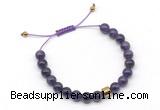 CGB9044 8mm, 10mm amethyst & drum hematite adjustable bracelets