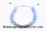 CGB9061 8mm, 10mm blue agate & drum hematite adjustable bracelets