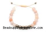 CGB9064 8mm, 10mm pink aventurine & drum hematite adjustable bracelets