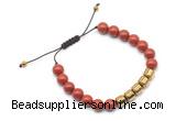 CGB9067 8mm, 10mm red jasper & drum hematite adjustable bracelets