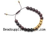 CGB9068 8mm, 10mm brecciated jasper & drum hematite adjustable bracelets