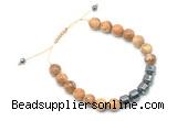 CGB9070 8mm, 10mm picture jasper & drum hematite adjustable bracelets