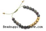 CGB9071 8mm, 10mm dragon blood jasper & drum hematite adjustable bracelets