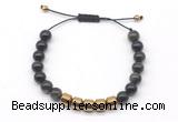 CGB9081 8mm, 10mm golden obsidian & drum hematite adjustable bracelets