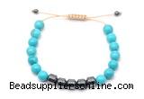 CGB9086 8mm, 10mm turquoise & drum hematite adjustable bracelets