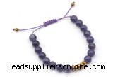 CGB9124 8mm, 10mm amethyst & rondelle hematite adjustable bracelets