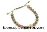 CGB9167 8mm, 10mm unakite & cross hematite adjustable bracelets