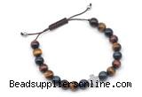 CGB9168 8mm, 10mm colorful tiger eye & cross hematite adjustable bracelets