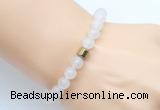 CGB9235 8mm, 10mm white jade & drum hematite power beads bracelets