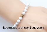 CGB9236 8mm, 10mm white howlite & drum hematite power beads bracelets