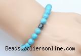 CGB9237 8mm, 10mm blue howlite & drum hematite power beads bracelets