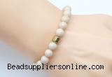 CGB9245 8mm, 10mm white fossil jasper & drum hematite power beads bracelets