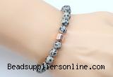 CGB9252 8mm, 10mm dalmatian jasper & drum hematite power beads bracelets