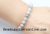 CGB9263 8mm, 10mm white crazy lace agate & drum hematite power beads bracelets