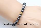 CGB9270 8mm, 10mm Tibetan agate & drum hematite power beads bracelets