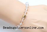 CGB9285 8mm, 10mm white crystal & drum hematite power beads bracelets