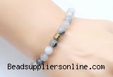 CGB9288 8mm, 10mm black rutilated quartz & drum hematite power beads bracelets