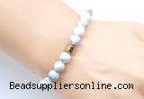 CGB9309 8mm, 10mm matte white howlite & drum hematite power beads bracelets