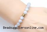 CGB9312 8mm, 10mm matte white crazy lace agate & drum hematite power beads bracelets