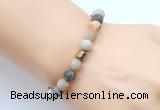 CGB9313 8mm, 10mm matte bamboo leaf agate & drum hematite power beads bracelets