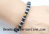 CGB9315 8mm, 10mm matte Tibetan agate & drum hematite power beads bracelets