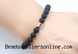 CGB9316 8mm, 10mm matte black agate & drum hematite power beads bracelets