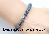 CGB9317 8mm, 10mm matte snowflake obsidian & drum hematite power beads bracelets