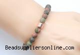 CGB9319 8mm, 10mm matte unakite & drum hematite power beads bracelets